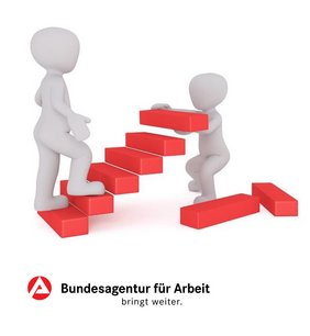 2 Männchen, die eine Treppe bauen