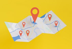 Landkarte mit Markierungspunkten